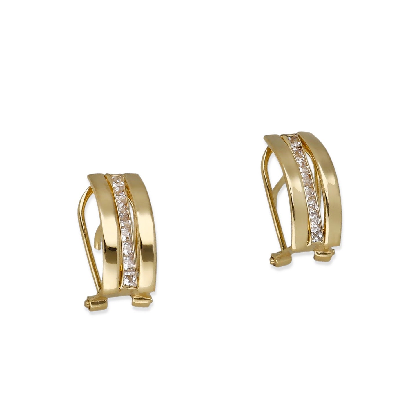 Pendientes Medio Aro en Oro de Ley 18K con Circonitas