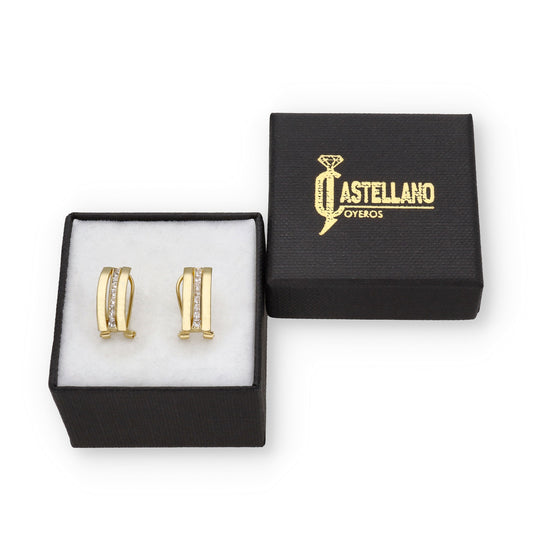 Pendientes Medio Aro en Oro de Ley 18K con Circonitas