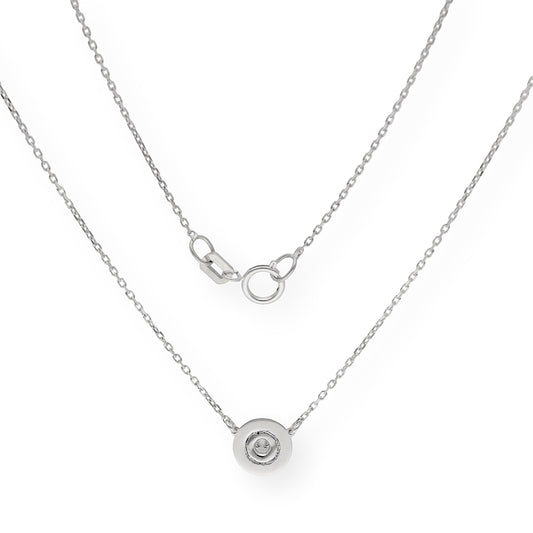 Collar con Colgante de Oro Blanco 18k y Diamante