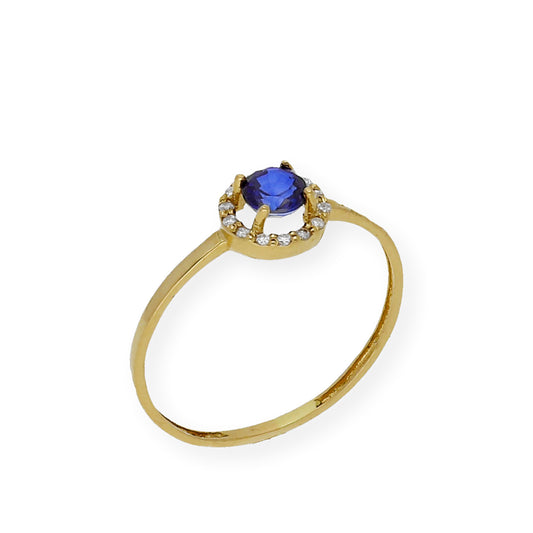 Anillo Astro de Oro 18k y Diamantes con Zafiro
