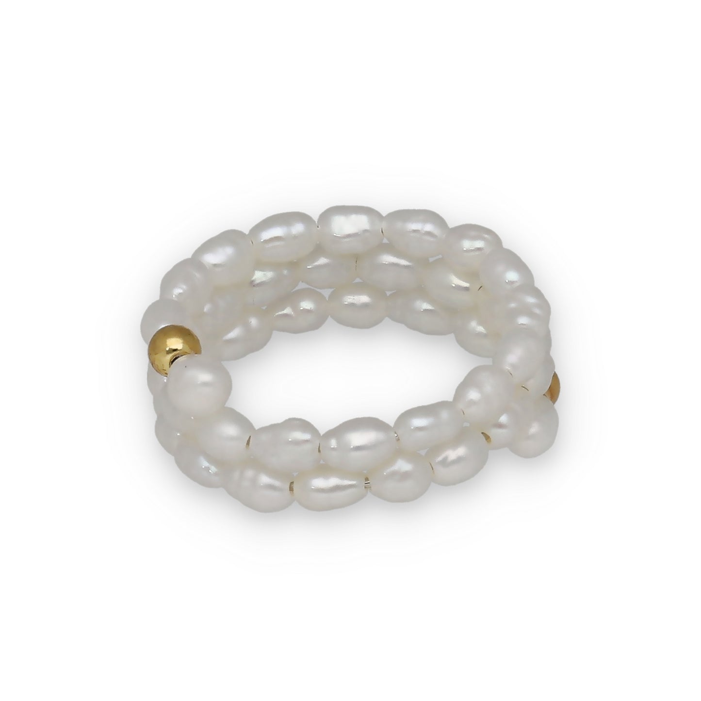 Anillo de Perlas Barrocas con Plata Bañada en Oro 18K