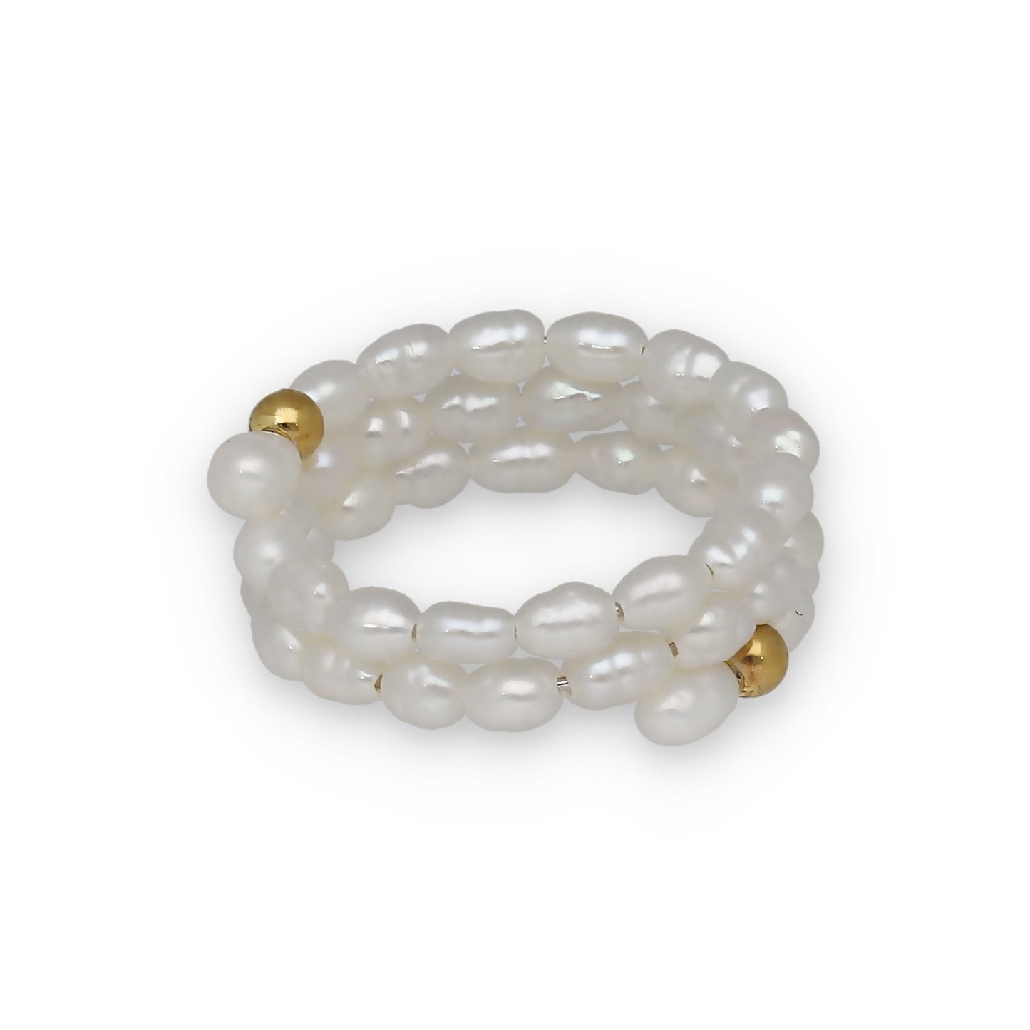 Anillo de Perlas Barrocas con Plata Bañada en Oro 18K