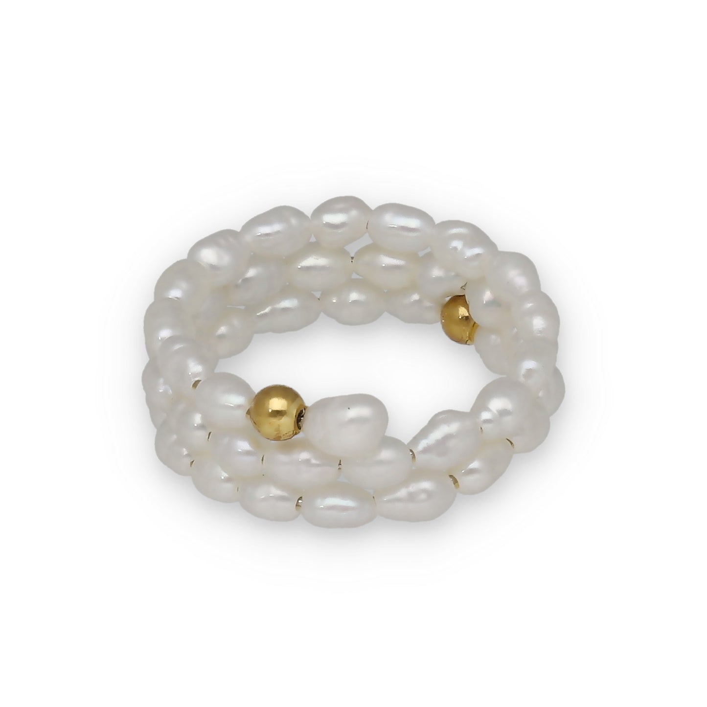 Anillo de Perlas Barrocas con Plata Bañada en Oro 18K