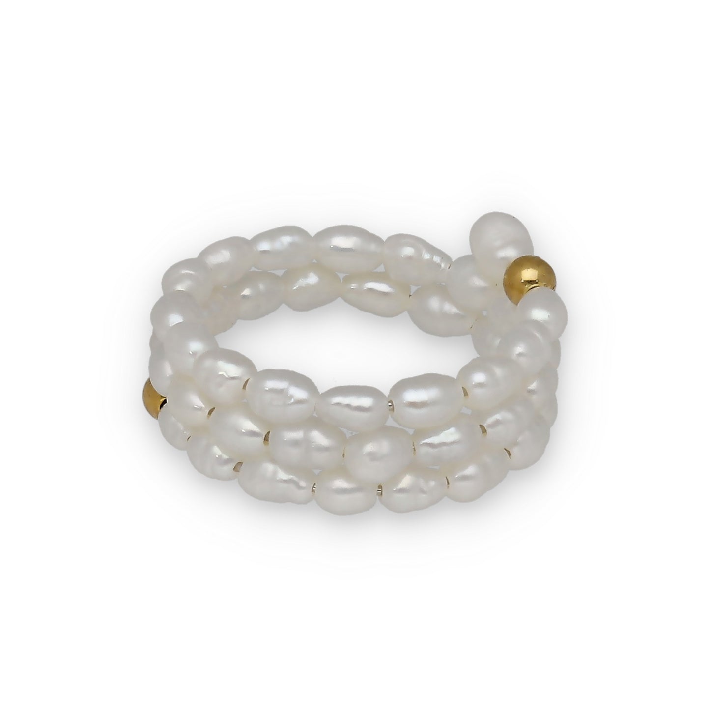 Anillo de Perlas Barrocas con Plata Bañada en Oro 18K