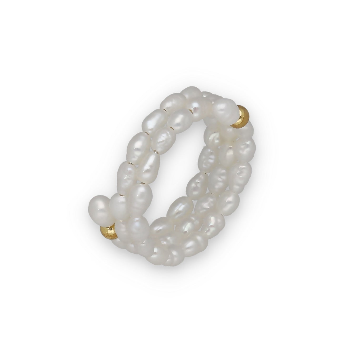 Anillo de Perlas Barrocas con Plata Bañada en Oro 18K