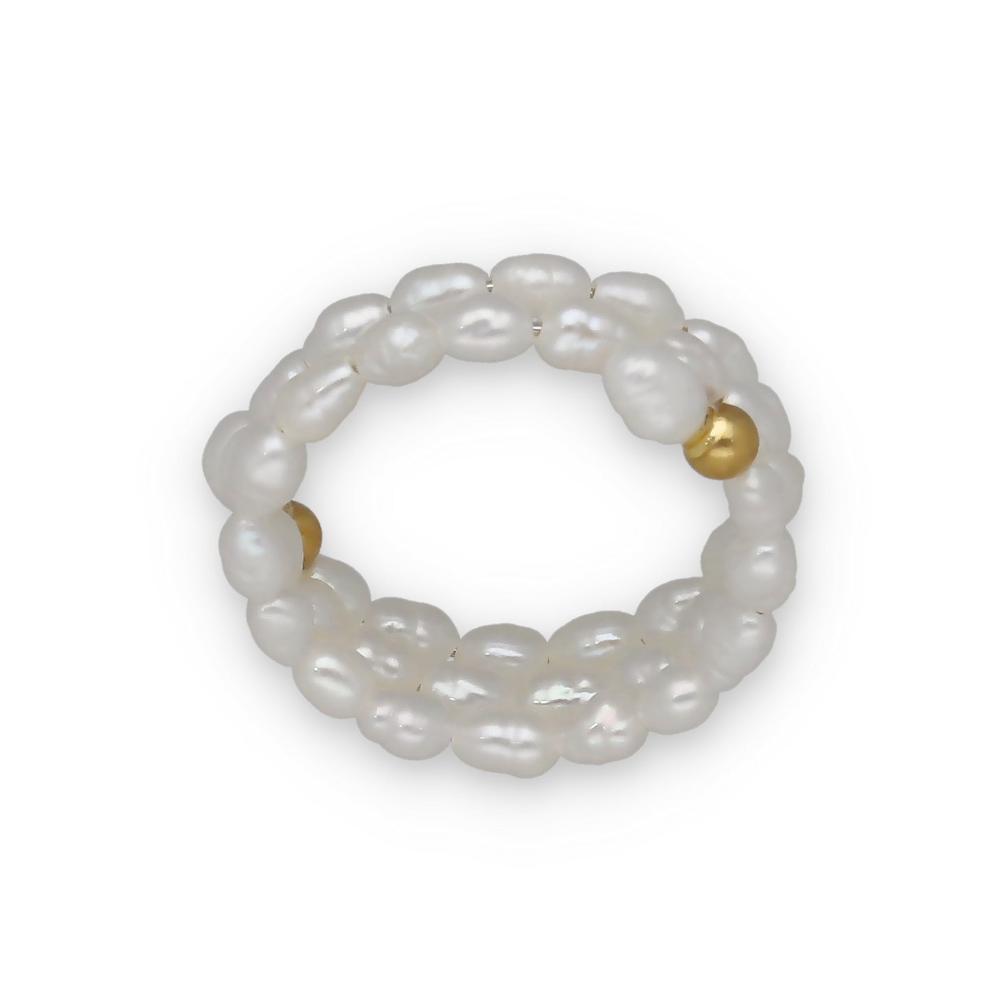 Anillo de Perlas Barrocas con Plata Bañada en Oro 18K