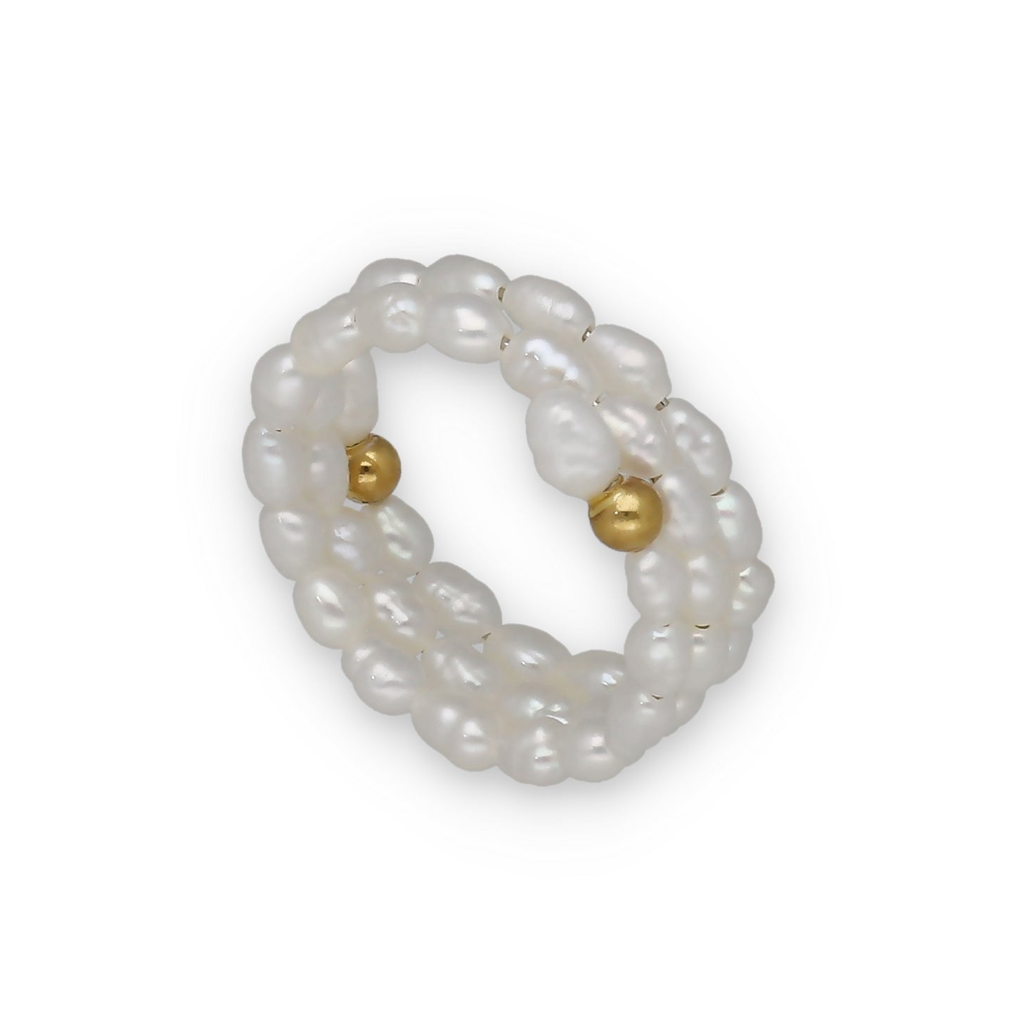Anillo de Perlas Barrocas con Plata Bañada en Oro 18K