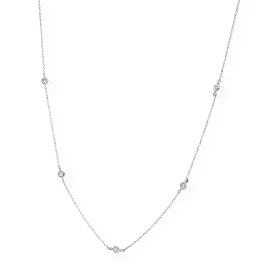 Gargantilla de Oro Blanco y Diamantes Engastados