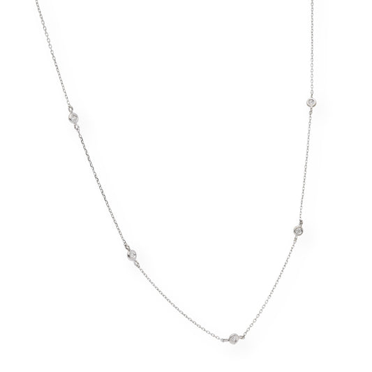 Gargantilla de Oro Blanco y Diamantes Engastados