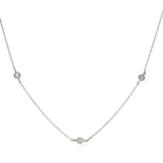 Gargantilla de Oro Blanco y Diamantes Engastados