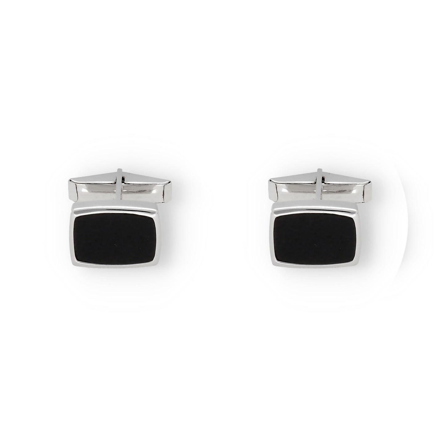 Gemelos de Plata con Ónix Diseño Pequeños Rectangular