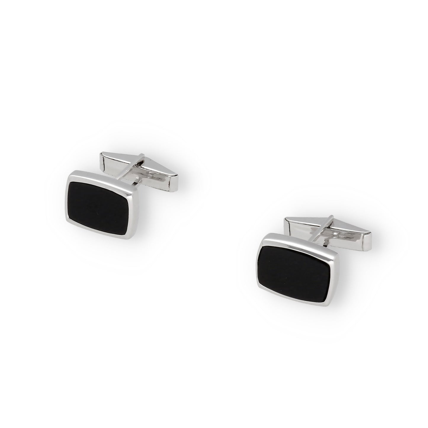 Gemelos de Plata con Ónix Diseño Pequeños Rectangular
