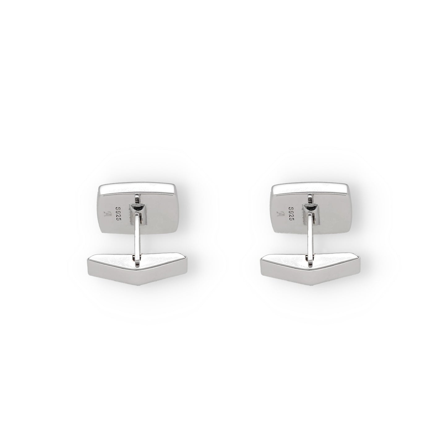 Gemelos de Plata con Ónix Diseño Pequeños Rectangular