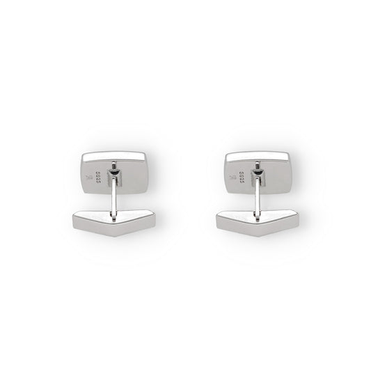 Gemelos de Plata con Ónix Diseño Pequeños Rectangular