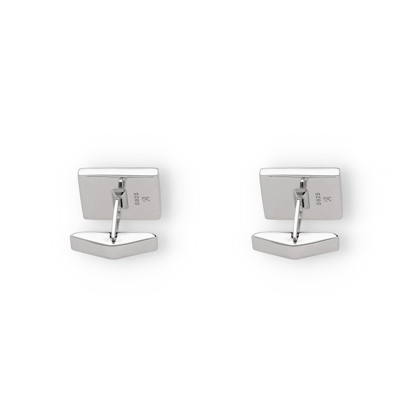Gemelos de Plata con Ónix Diseño Rectangular