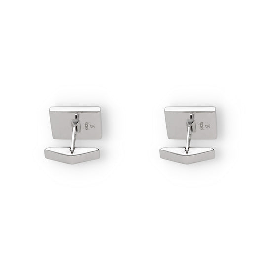 Gemelos de Plata con Ónix Diseño Rectangular