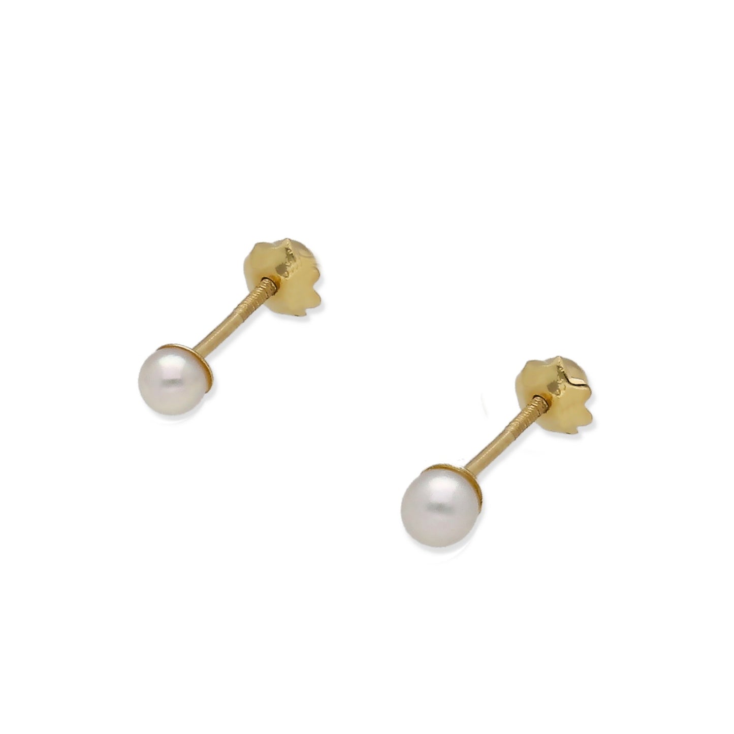 Pendientes de Oro con Perlas Cultivadas Rosca de 3mm