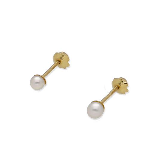 Pendientes de Oro con Perlas Cultivadas Rosca de 3mm