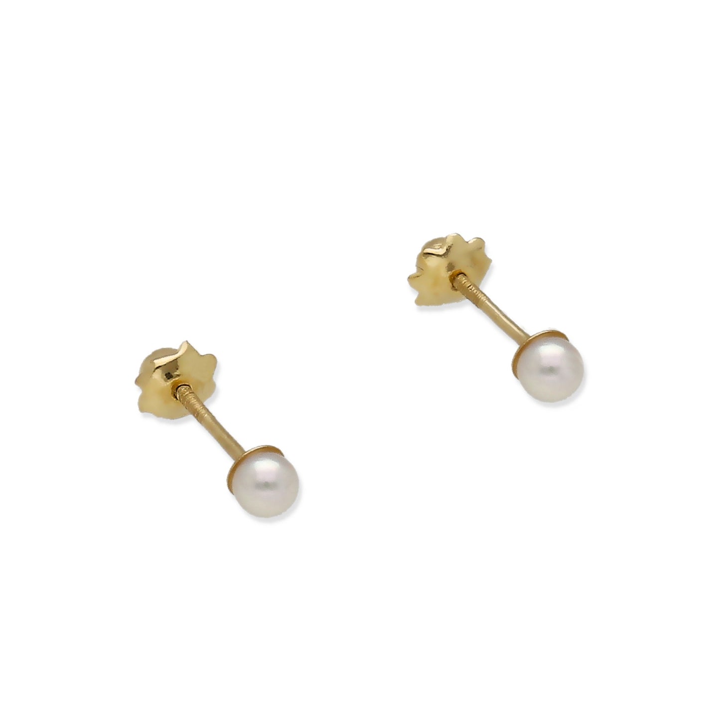 Pendientes de Oro con Perlas Cultivadas Rosca de 3mm