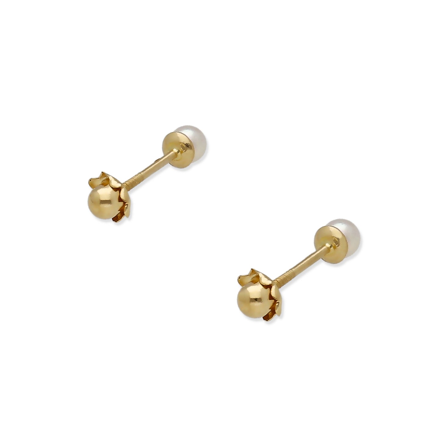 Pendientes de Oro con Perlas Cultivadas Rosca de 3mm