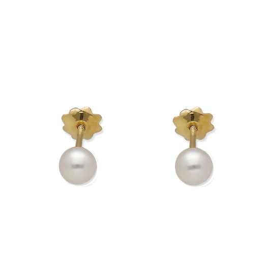 Pendientes de Oro con Perlas Cultivadas Rosca de 4mm