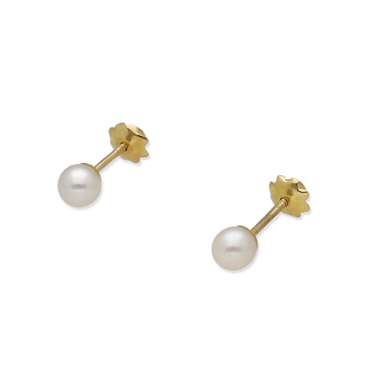 Pendientes de Oro con Perlas Cultivadas Rosca de 4mm
