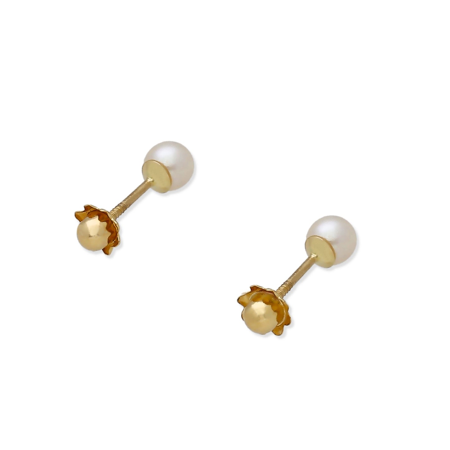 Pendientes de Oro con Perlas Cultivadas Rosca de 4mm