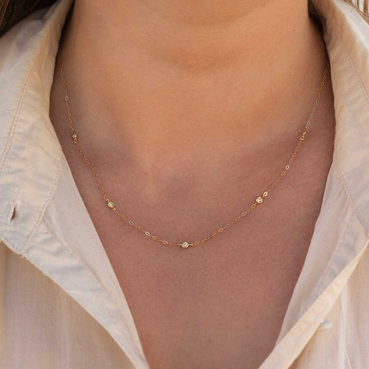 Gargantilla Chatón en Oro 18k y Diamantes Engastados