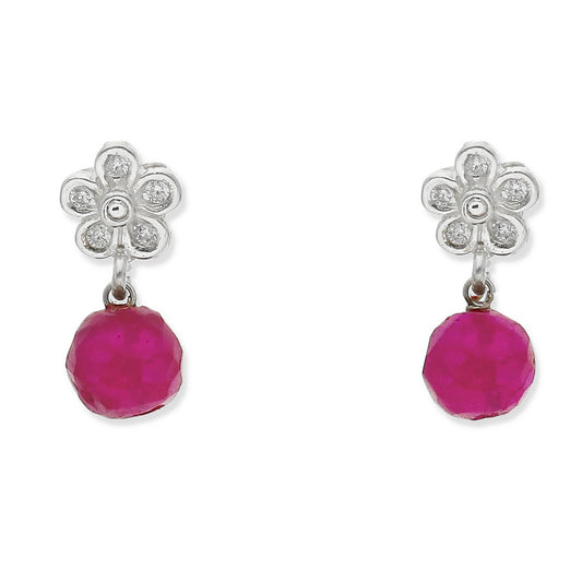 Pendientes Werts Plata 925 con Cuarzo Rojo y Circonita