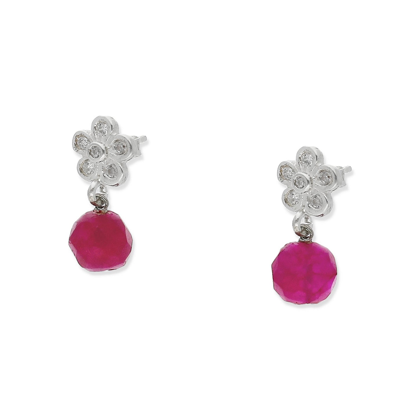 Pendientes Werts Plata 925 con Cuarzo Rojo y Circonita