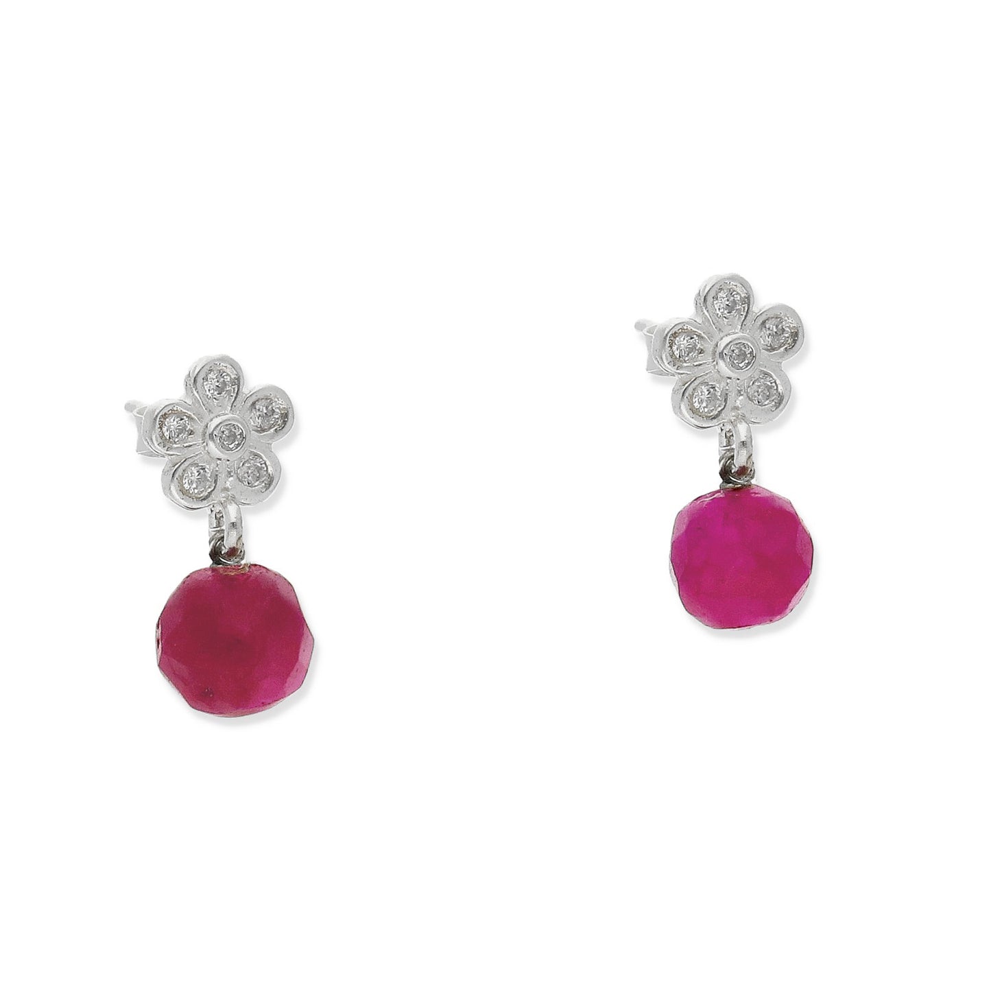 Pendientes Werts Plata 925 con Cuarzo Rojo y Circonita