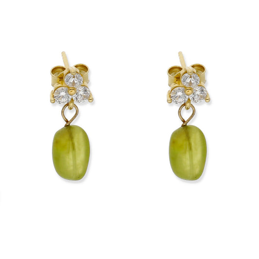 Pendientes Skull Plata 925 con Baño de Oro 18k Olivina y Circonita