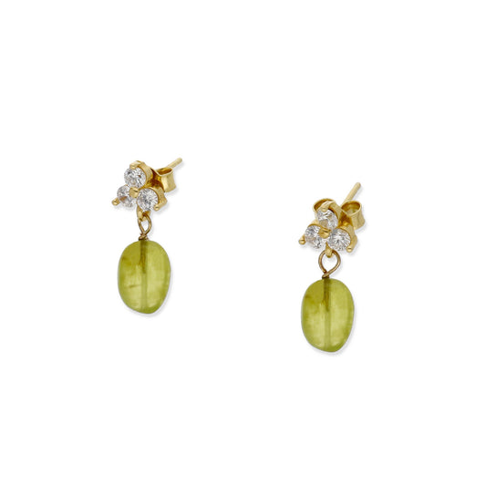 Pendientes Skull Plata 925 con Baño de Oro 18k Olivina y Circonita