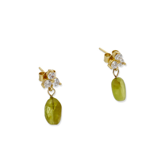 Pendientes Skull Plata 925 con Baño de Oro 18k Olivina y Circonita