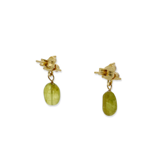 Pendientes Skull Plata 925 con Baño de Oro 18k Olivina y Circonita