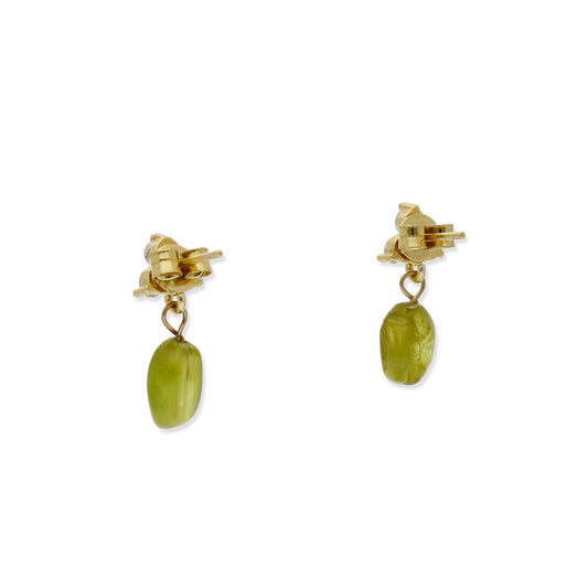 Pendientes Skull Plata 925 con Baño de Oro 18k Olivina y Circonita