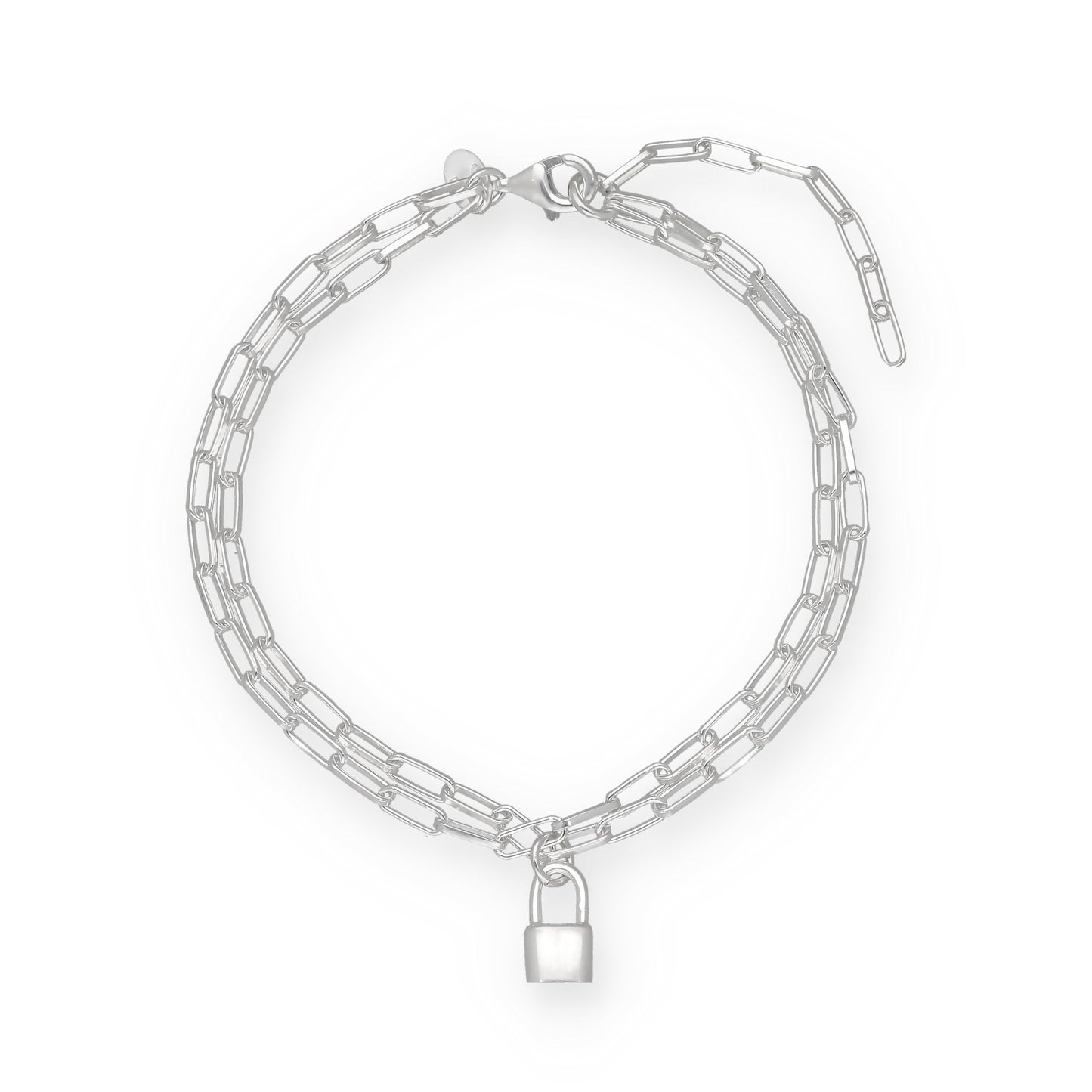 Pulsera Doble Cadena con Candado de Plata de Ley 925