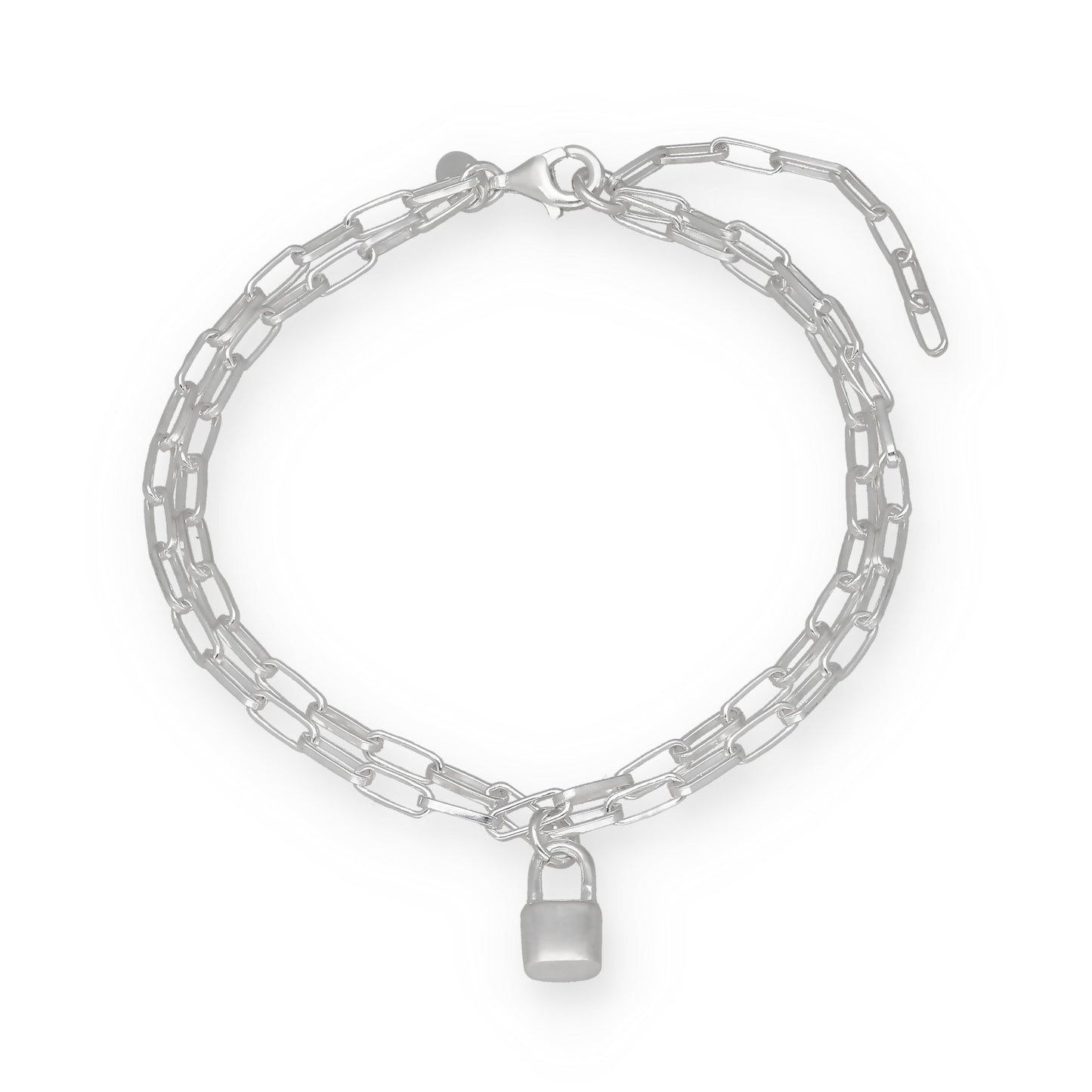 Pulsera Doble Cadena con Candado de Plata de Ley 925
