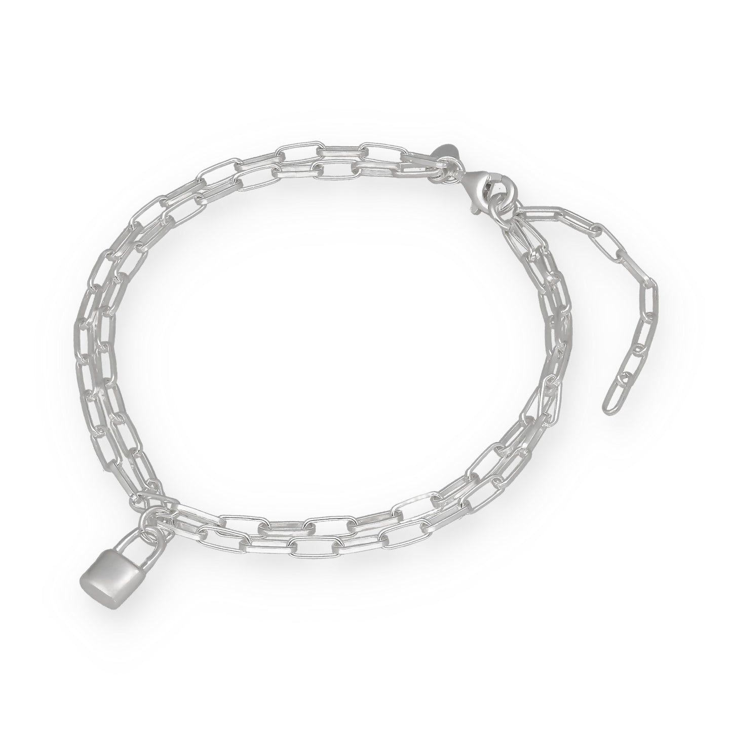Pulsera Doble Cadena con Candado de Plata de Ley 925
