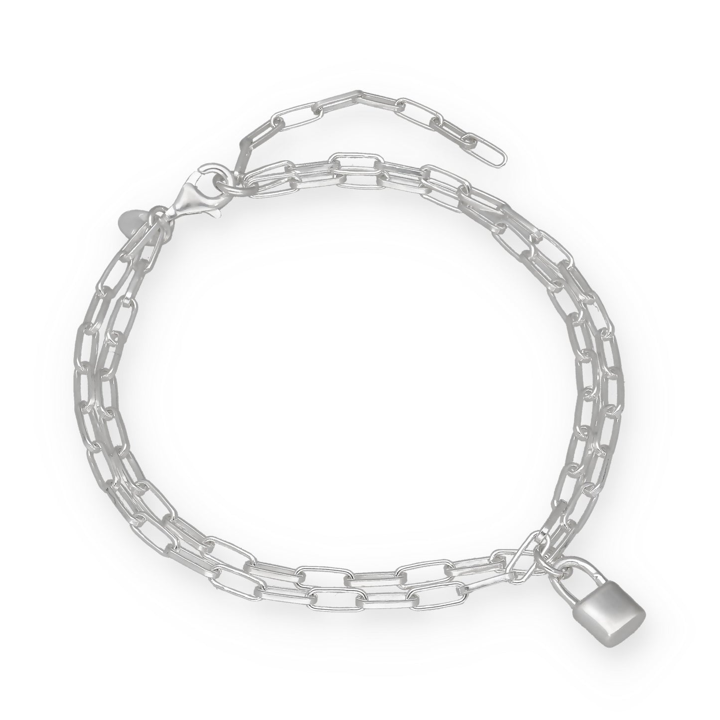 Pulsera Doble Cadena con Candado de Plata de Ley 925