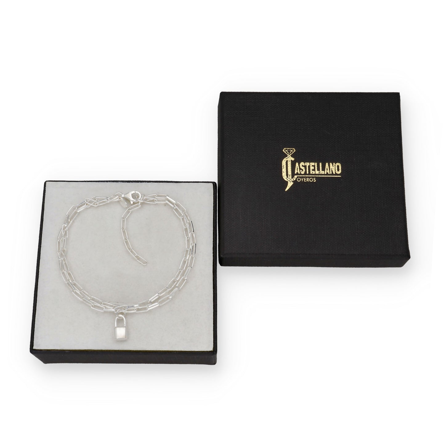 Pulsera Doble Cadena con Candado de Plata de Ley 925