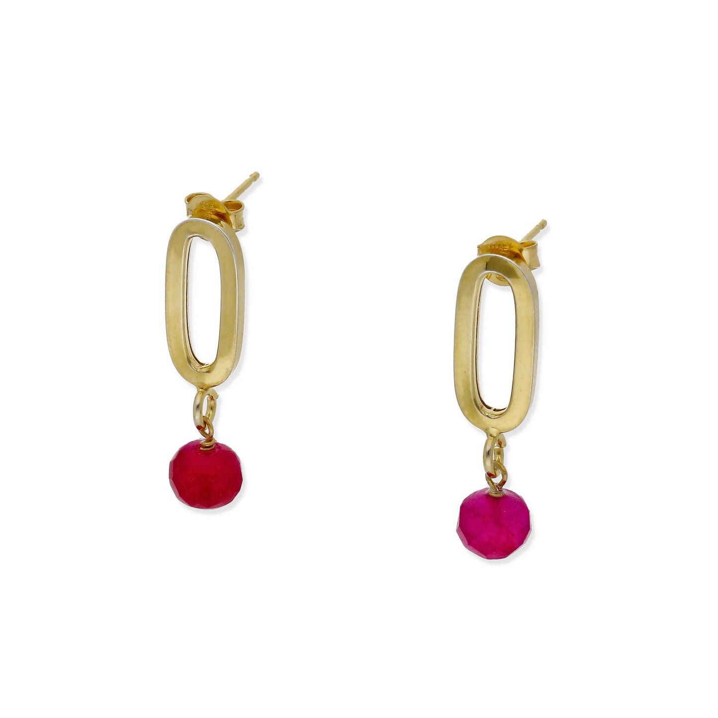 Pendientes Iris Plata 925 con Baño de Oro 18k y Cuarzo Rojo
