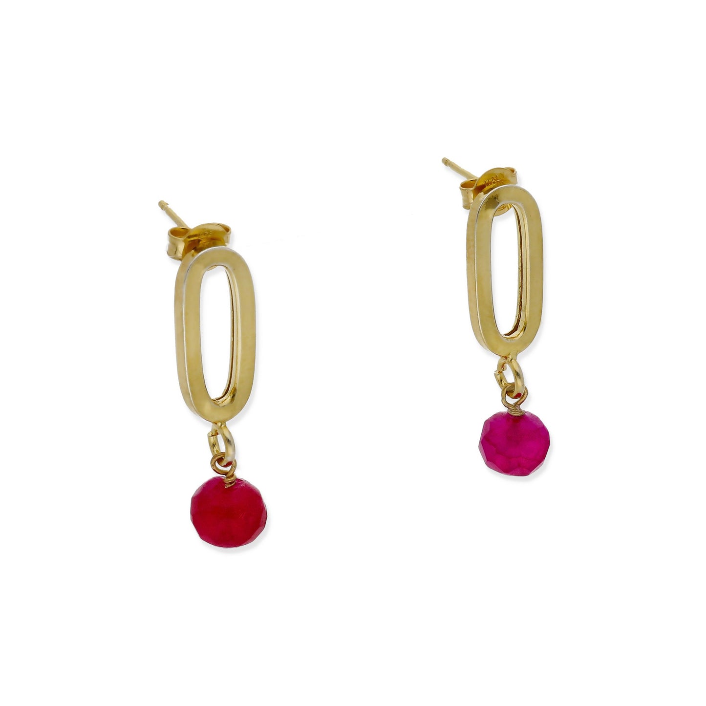 Pendientes Iris Plata 925 con Baño de Oro 18k y Cuarzo Rojo