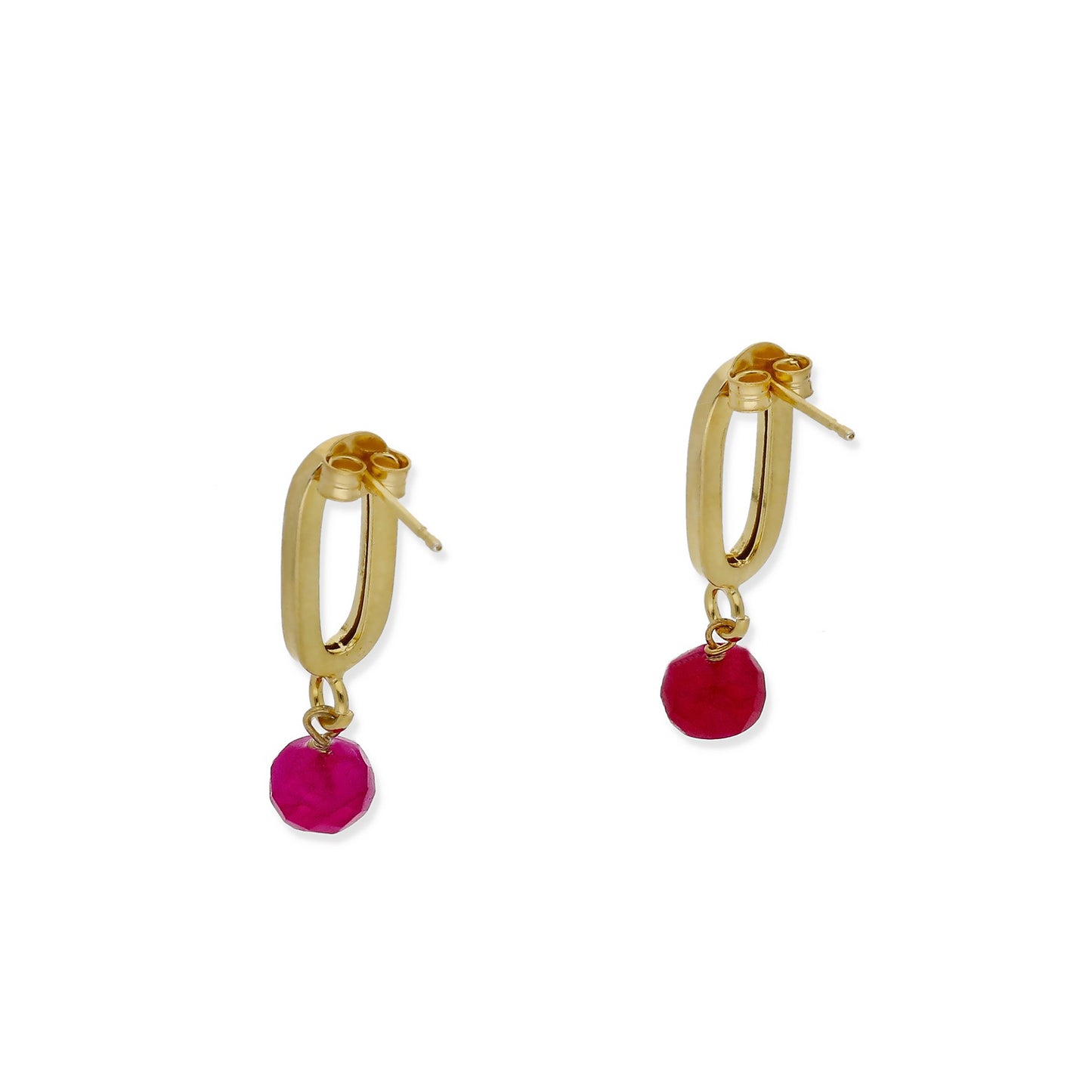 Pendientes Iris Plata 925 con Baño de Oro 18k y Cuarzo Rojo