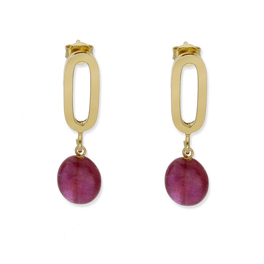 Pendientes Iris Plata 925 con Baño de Oro 18k y Rubí