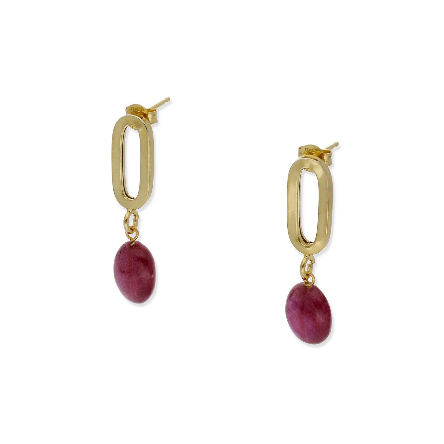 Pendientes Iris Plata 925 con Baño de Oro 18k y Rubí