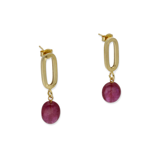 Pendientes Iris Plata 925 con Baño de Oro 18k y Rubí