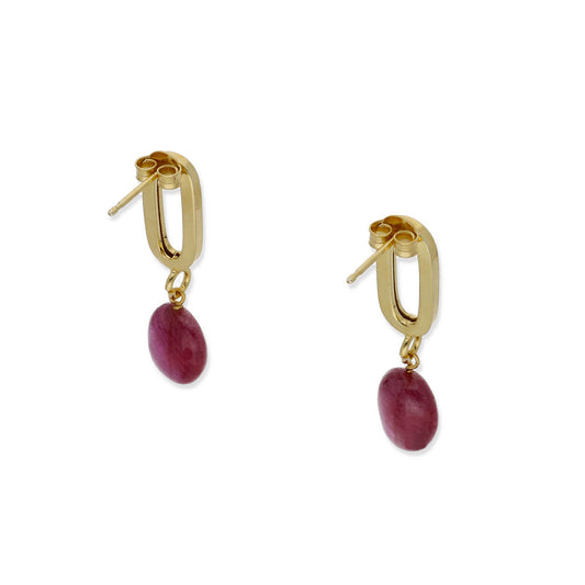 Pendientes Iris Plata 925 con Baño de Oro 18k y Rubí