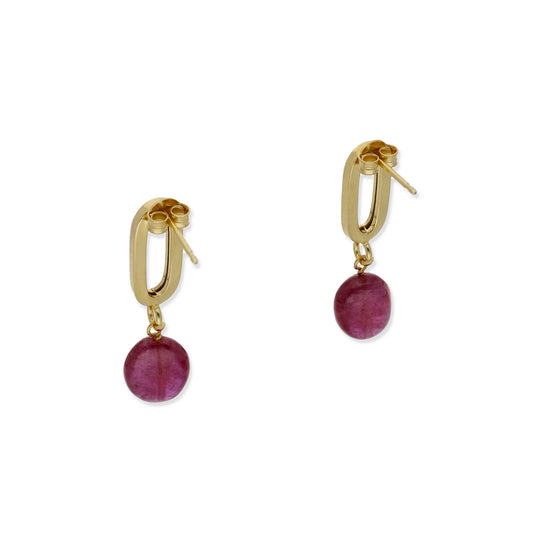 Pendientes Iris Plata 925 con Baño de Oro 18k y Rubí