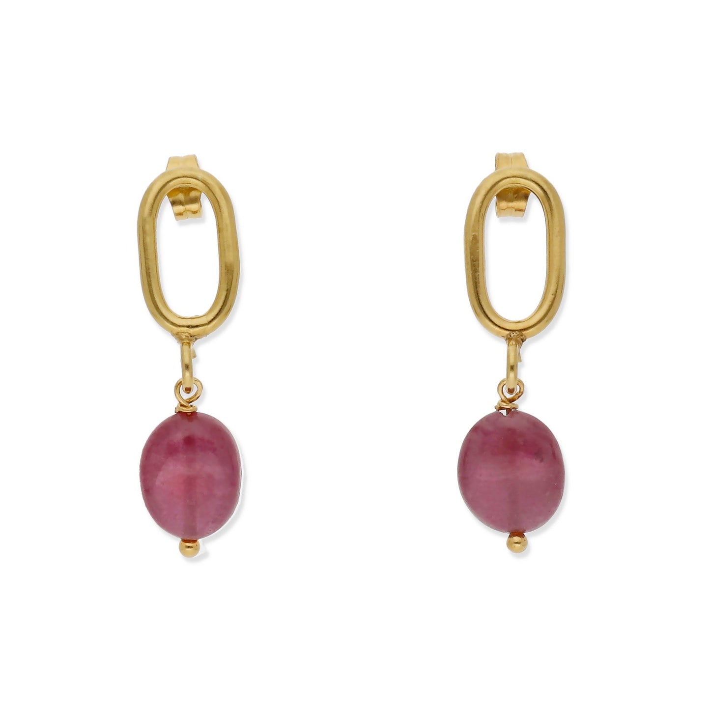 Pendientes Iris Plata 925 con Baño de Oro 18k y Rubí